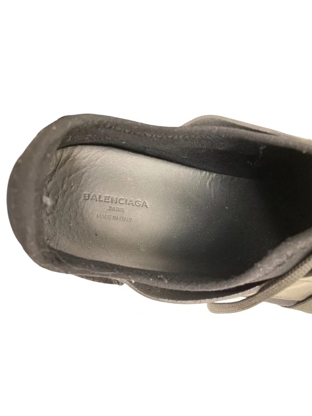 Balenciaga Black Slip-On Mesh & Leather Sneakers with Red Heel Accent size 12